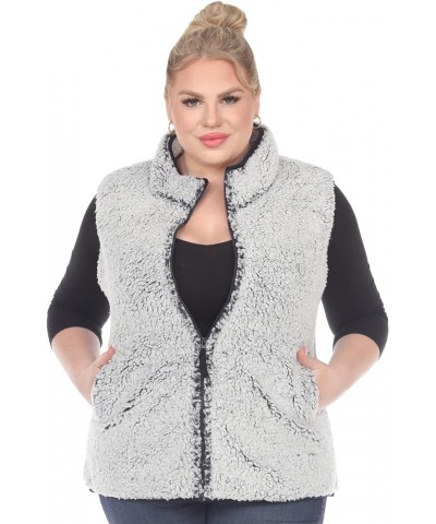 Women's Super-Soft Zip-Up Sherpa Vest with Front Pockets Sheep Grey $19.66 Jackets