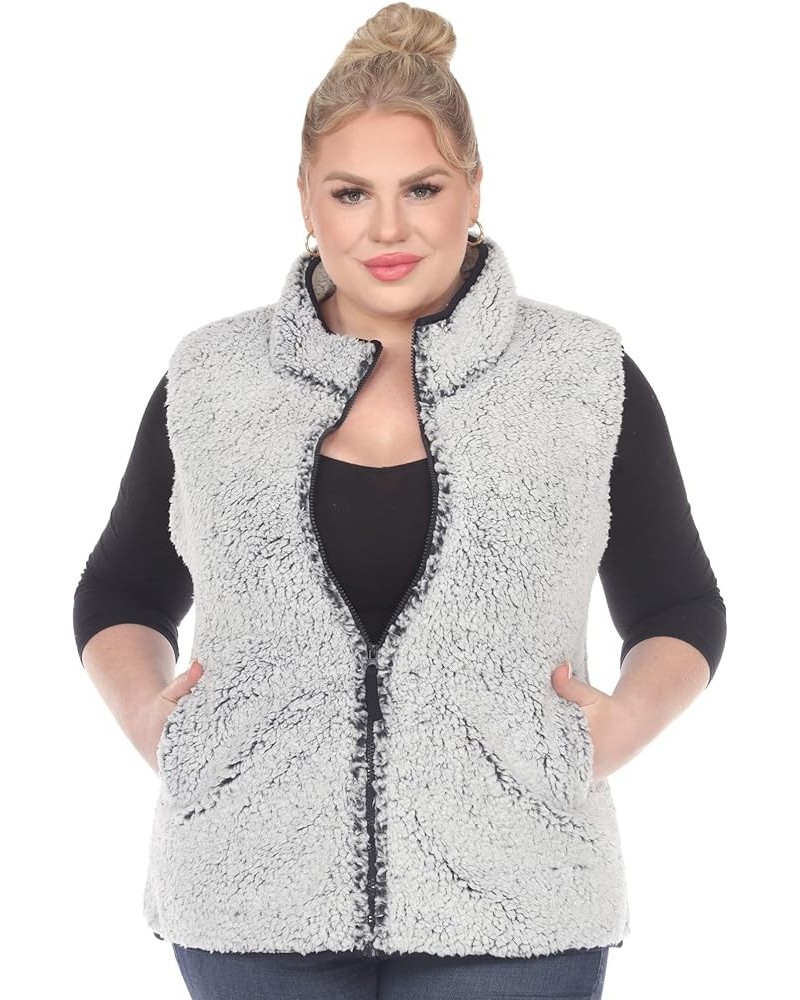 Women's Super-Soft Zip-Up Sherpa Vest with Front Pockets Sheep Grey $19.66 Jackets