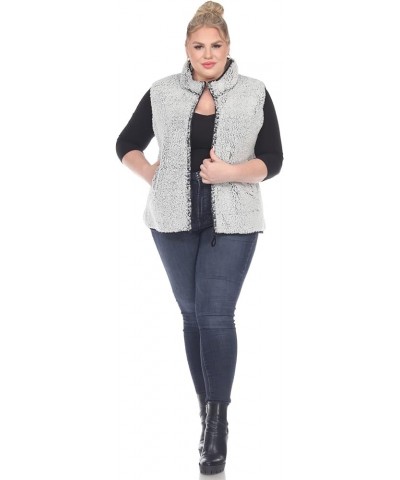 Women's Super-Soft Zip-Up Sherpa Vest with Front Pockets Sheep Grey $19.66 Jackets