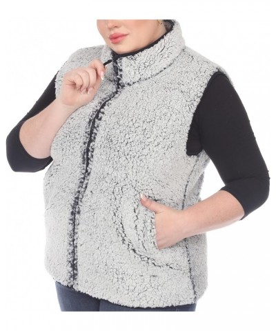 Women's Super-Soft Zip-Up Sherpa Vest with Front Pockets Sheep Grey $19.66 Jackets