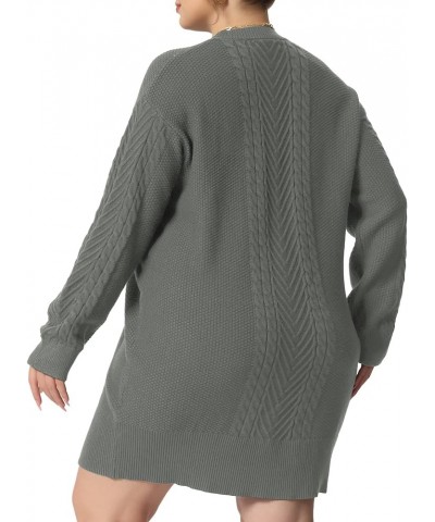 Plus Size Women 2024 Fall Crewneck Long Sleeve Knit Pullover Short Sweater Dresses Gray $24.53 Sweaters