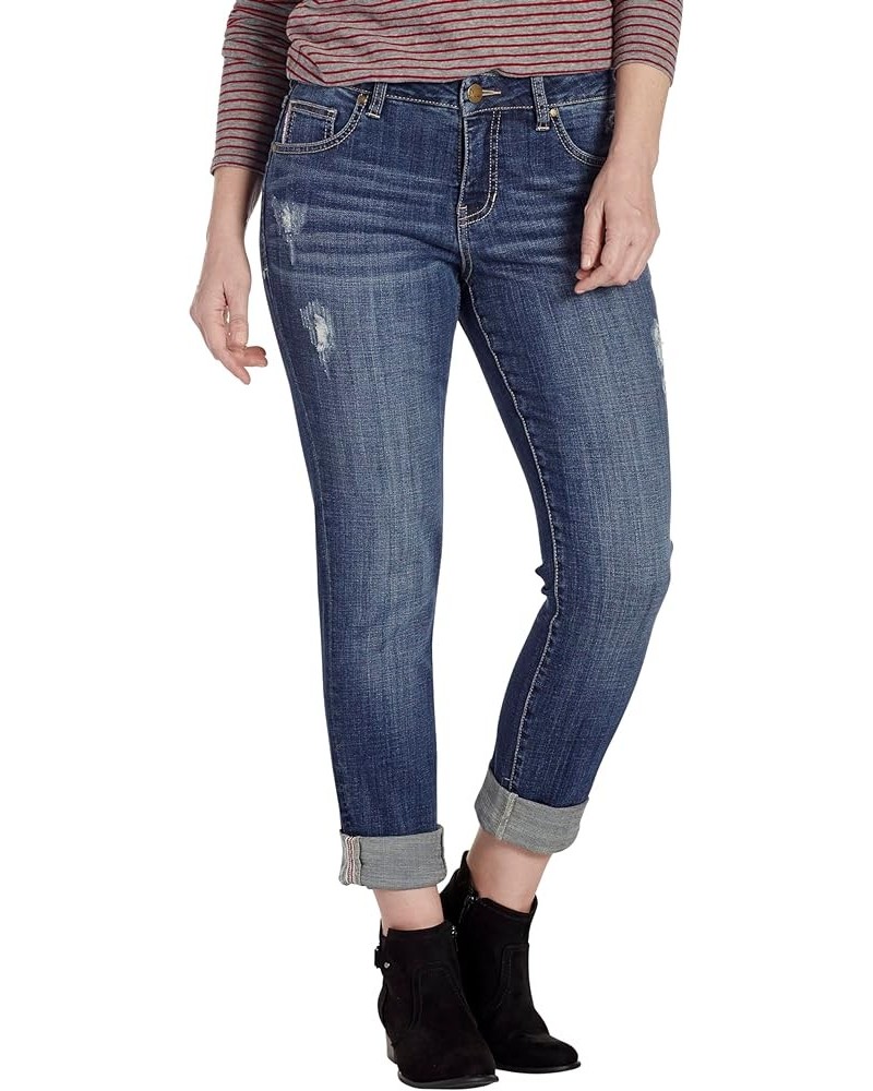 Women's Carter Mid Rise Girlfriend Jeans Thorne Blue 2467457 $38.06 Jeans