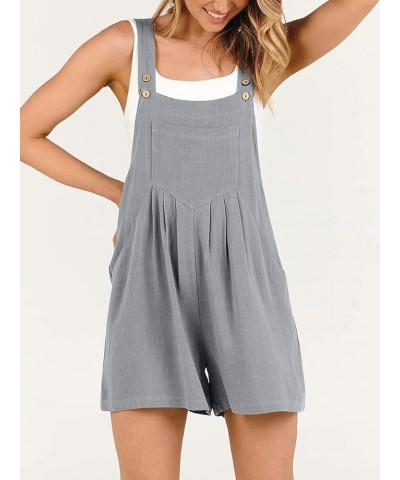 Women Summer Sleeveless Rompers Spaghetti Strap Suspender Bib Dungarees Baggy Wide Leg Overall Shorts Jumpsuit with Pockets C...