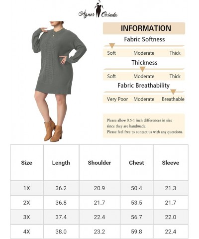 Plus Size Women 2024 Fall Crewneck Long Sleeve Knit Pullover Short Sweater Dresses Gray $24.53 Sweaters