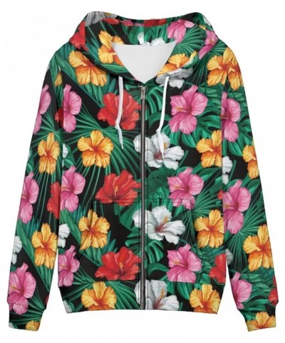 Teen Girls Zip-Up Hoodies with Pocket Graphic Hoodies for Women Lightweight Sweatshirt Pullover Size XS-5XL Colorful Flower $...