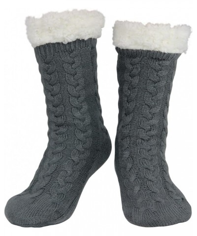 Slipper Socks for Women with Gripper - Winter Non Slip Thick Fuzzy Socks - Warm Cozy Christmas Gift A-grey $24.50 Socks