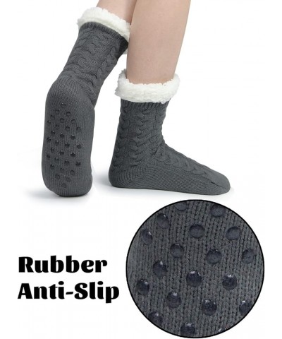 Slipper Socks for Women with Gripper - Winter Non Slip Thick Fuzzy Socks - Warm Cozy Christmas Gift A-grey $24.50 Socks