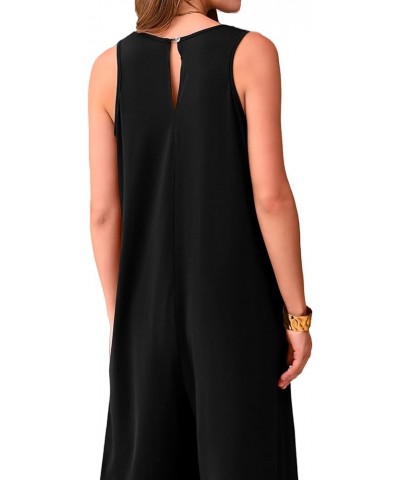 Jumpsuit for Women Dressy Tank V Neck Overalls Loose Fit Plus Size Wide Leg Pants Casual Rompers One Piece Jumpers Black $10....