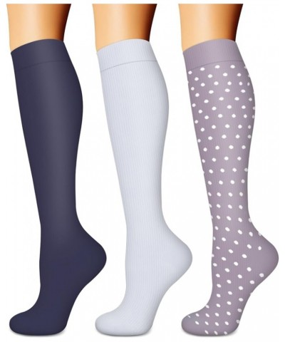 Compression Socks for Women & Men (3 pairs) - Best Support for Nurses, Running, Hiking, Recovery & Flight Socks 18 Purple Dot...