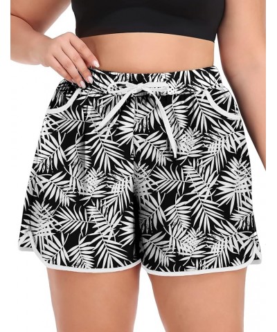 Womens Plus Size Beach Shorts Quick Dry Drawstring Board Shorts Swim Shorts with Pockets Floral a $11.00 Swimsuits