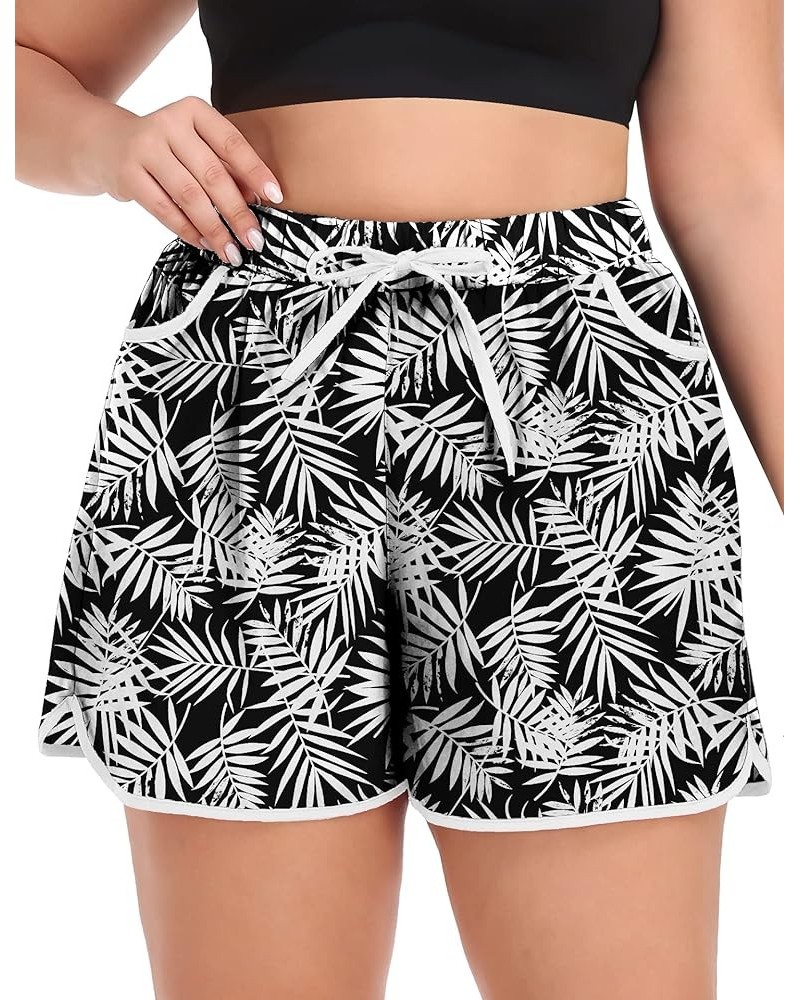 Womens Plus Size Beach Shorts Quick Dry Drawstring Board Shorts Swim Shorts with Pockets Floral a $11.00 Swimsuits