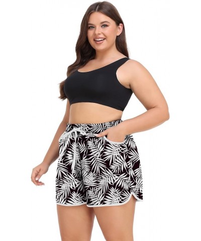 Womens Plus Size Beach Shorts Quick Dry Drawstring Board Shorts Swim Shorts with Pockets Floral a $11.00 Swimsuits