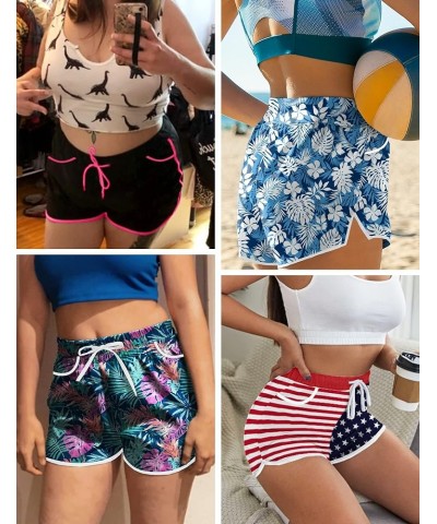 Womens Plus Size Beach Shorts Quick Dry Drawstring Board Shorts Swim Shorts with Pockets Floral a $11.00 Swimsuits