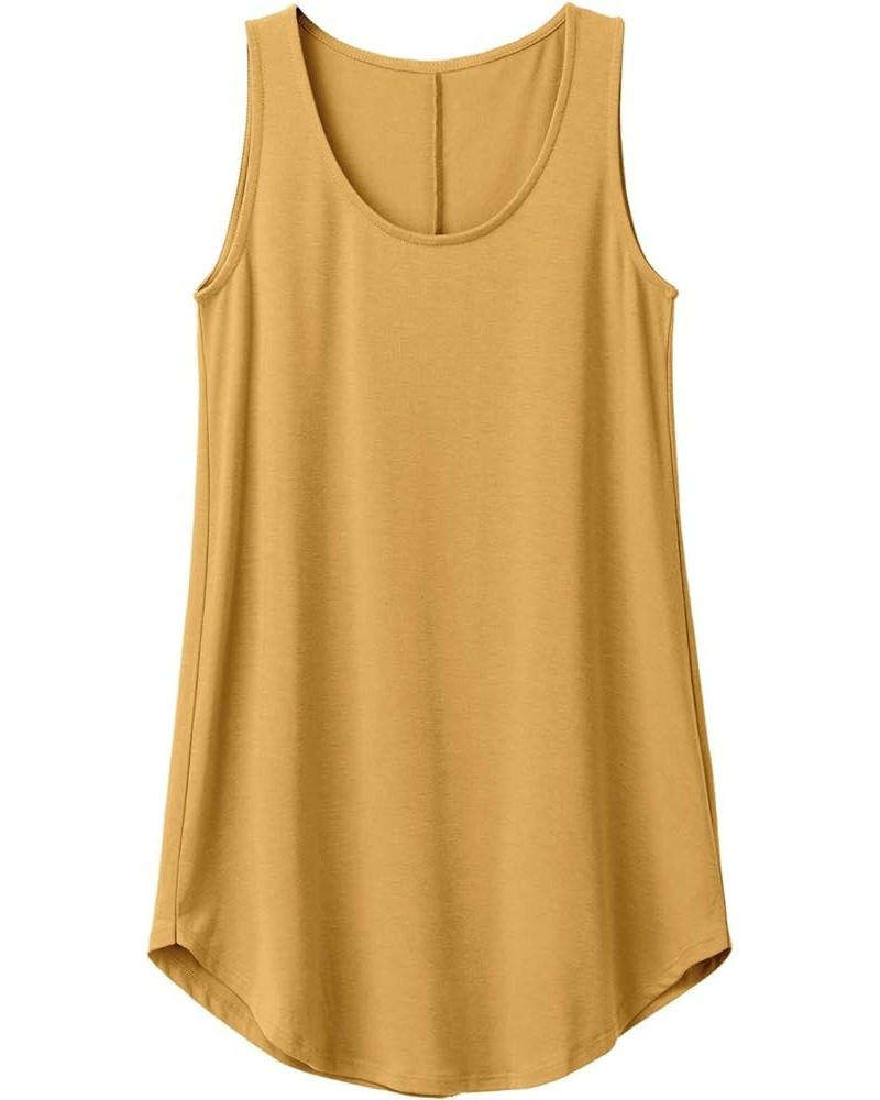 Women's Tank Top – Casual Sleeveless Scoop Neck Round Hem Loose Fit Soft Tunic T Shirt Light Mustard $10.23 Lingerie