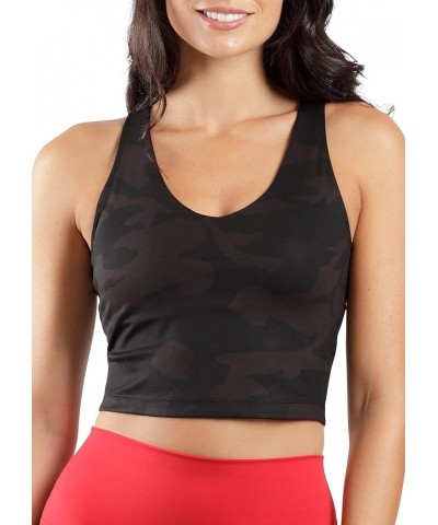 Everyday Cloud Support Crop Tank with Built-in Bra Camo Black $12.43 Tanks