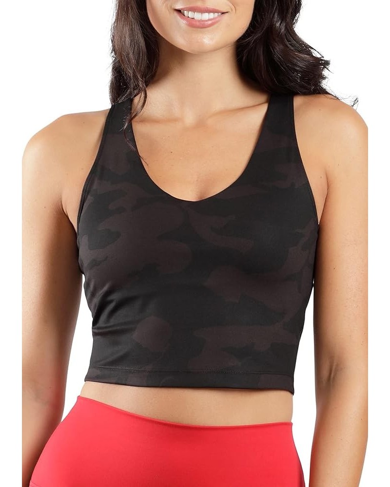 Everyday Cloud Support Crop Tank with Built-in Bra Camo Black $12.43 Tanks