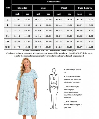 Nightgowns for Women Soft Cotton Sleepwear Floral House Dress Short/Long Sleeve Comfy Night Dress for Ladies Short Sleeve-pat...