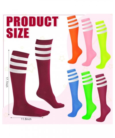 6 Pair Knee High Socks for Women Long Tube Striped Socks Roller Skate Socks for Girls Youth Christmas Vibrant Colors $10.56 S...