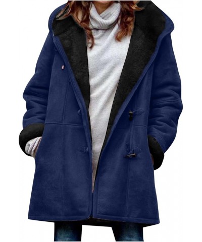 Winter Coats for Women Warm Sherpa Fleece Lined Distressed Jackets Hooded Button Parka Faux Suede Pea Coat Outerwear Womens J...