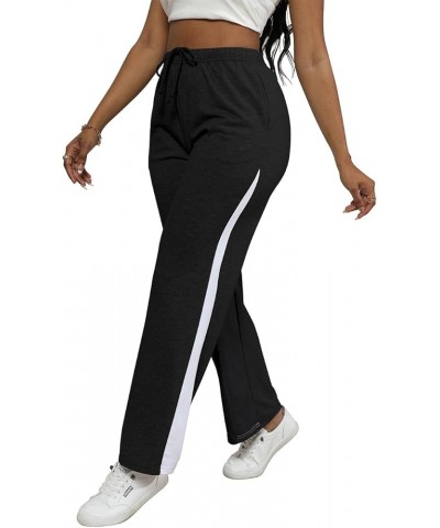 Sweatpants Women Baggy Straight Leg Sweat Pants Elastic Waist Drawstring Lounge Pants with Pockets 2 Black $11.99 Activewear