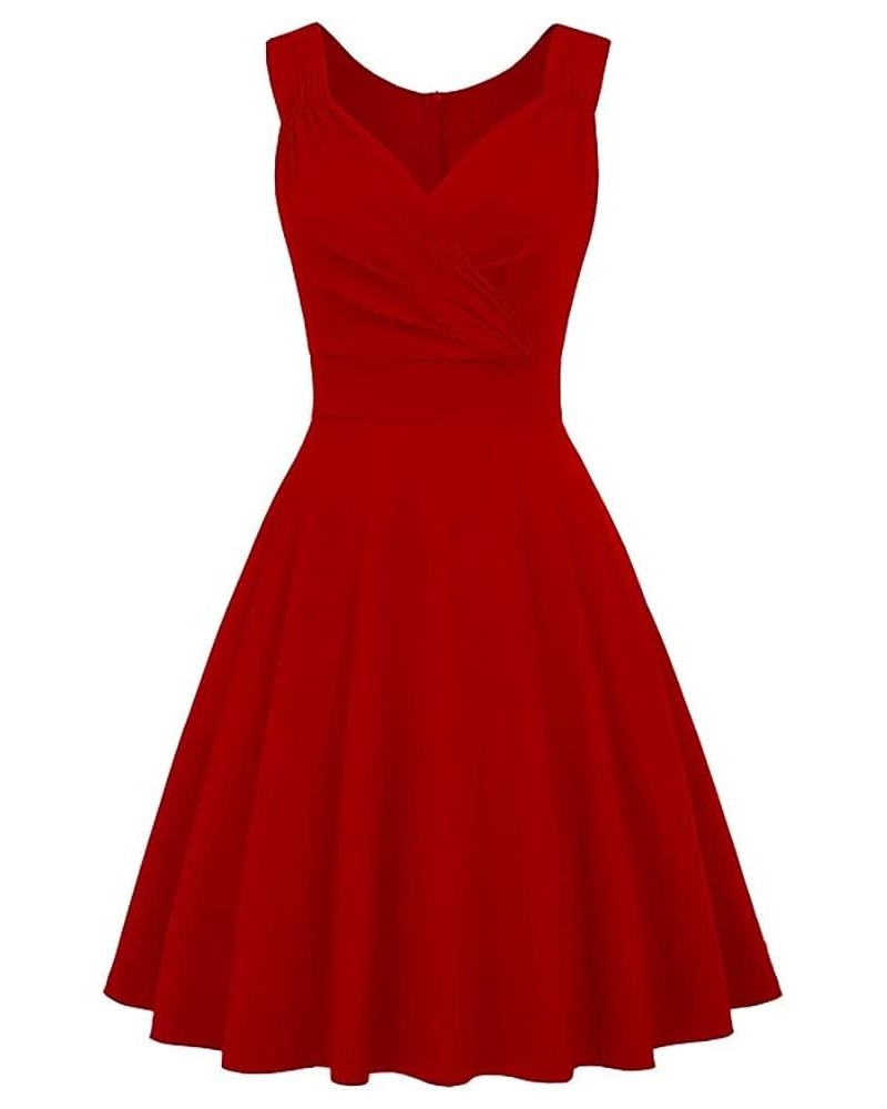 Women 50s 60s Vintage Sleeveless V-Neck Cocktail Swing Dress 1950s Wedding Semi Formal Party Rockabilly Evening Prom Dress Re...