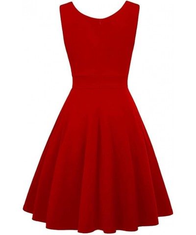 Women 50s 60s Vintage Sleeveless V-Neck Cocktail Swing Dress 1950s Wedding Semi Formal Party Rockabilly Evening Prom Dress Re...