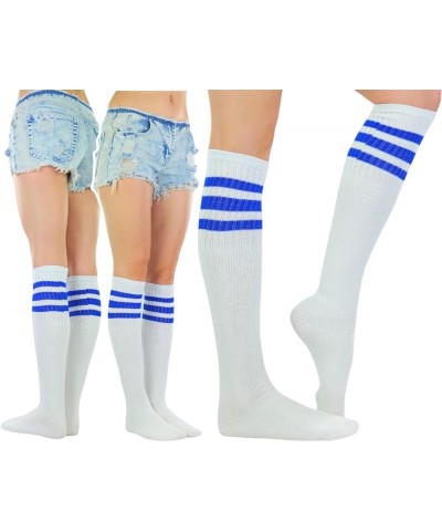 Unisex Knee High Cotton Tube Athletic Thick Socks w/Stripe Top 3 Pack: Royal Blue Stripes $9.43 Activewear