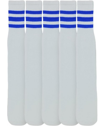 Unisex Knee High Cotton Tube Athletic Thick Socks w/Stripe Top 3 Pack: Royal Blue Stripes $9.43 Activewear