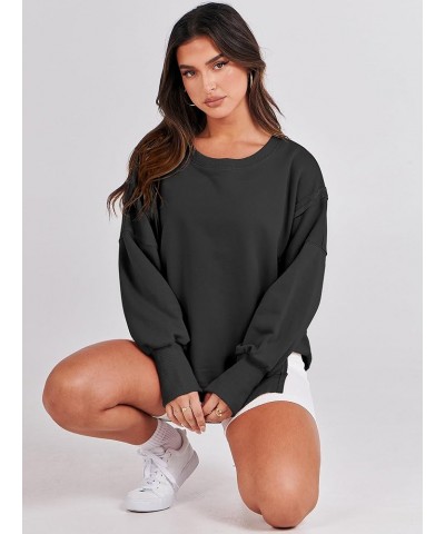 Women's Oversized Sweatshirt Crew Neck Long Sleeve Casual Slit Sloucthy Pullover Top Fall Clothes Black $17.57 Hoodies & Swea...