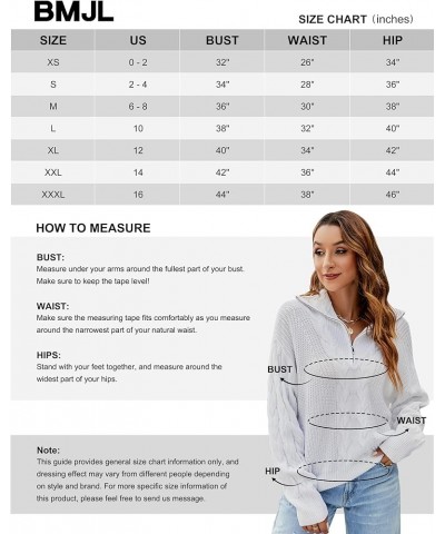 Women's Quarter Zip Sweater Dressy Casual Cable Knit Fall Tops Trendy Long Sleeve Pullover 2023 White $14.99 Sweaters