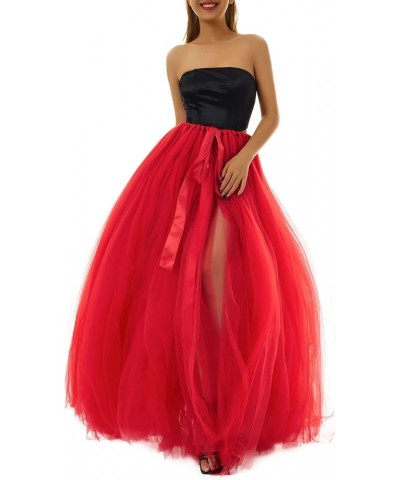 Women's Tutu Long Skirt High Slit Layered Tulle Maxi Puffy Skirts Adjustable Waist Floor Length Cocktail Wedding Tulle Skirt ...