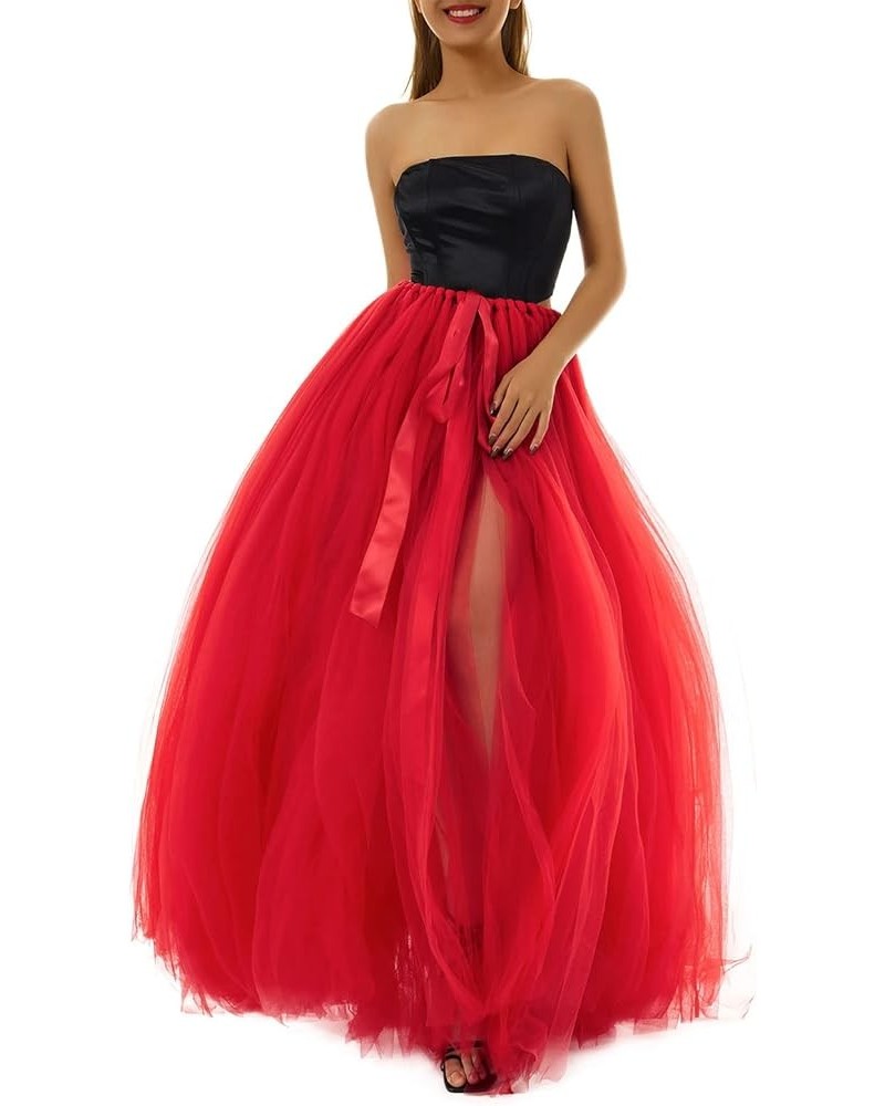 Women's Tutu Long Skirt High Slit Layered Tulle Maxi Puffy Skirts Adjustable Waist Floor Length Cocktail Wedding Tulle Skirt ...