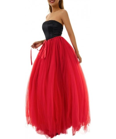 Women's Tutu Long Skirt High Slit Layered Tulle Maxi Puffy Skirts Adjustable Waist Floor Length Cocktail Wedding Tulle Skirt ...