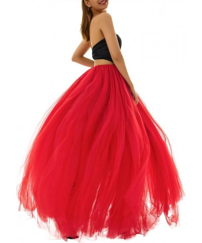 Women's Tutu Long Skirt High Slit Layered Tulle Maxi Puffy Skirts Adjustable Waist Floor Length Cocktail Wedding Tulle Skirt ...