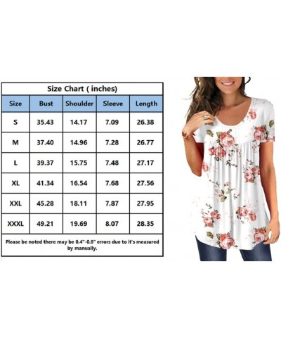 Women's Casual Tunic Tops To Wear With Leggings Short Sleeve Loose Henley Blouses Flowy Botton Up TShirts White Pattern $14.8...