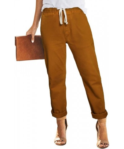 Women's High Waist Jeans Classic Tapered Joggers Jeans Brown $23.93 Jeans