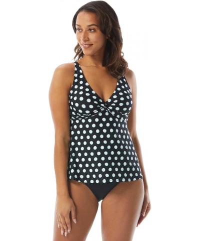 Willow Twist Underwire Tankini Top — Loose Fit Swimsuit Top for Women Retro Dot Black $44.65 Swimsuits