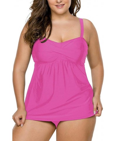 Women's Straps Swimdress Plus Size Two Pieces Tankini Bikini Set Rosy $17.27 Swimsuits