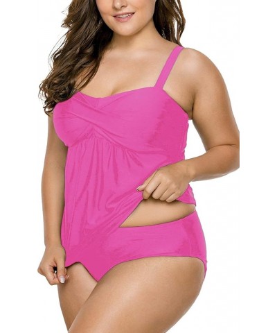 Women's Straps Swimdress Plus Size Two Pieces Tankini Bikini Set Rosy $17.27 Swimsuits