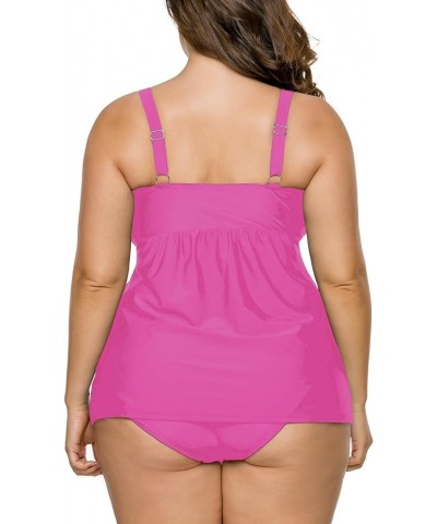 Women's Straps Swimdress Plus Size Two Pieces Tankini Bikini Set Rosy $17.27 Swimsuits