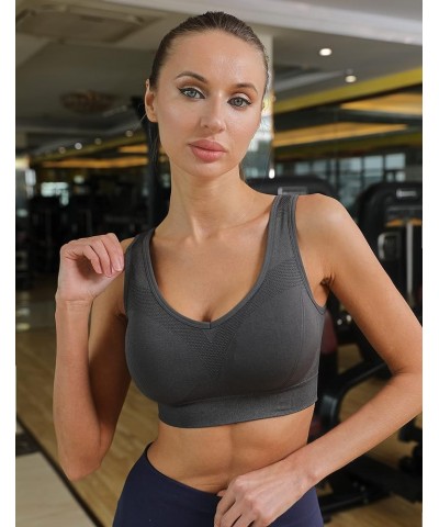 Sports Bras for Women Padded High Impact Seamless Criss Cross Back Workout Tops Gym Activewear Bra Black+gray+blue $14.62 Lin...