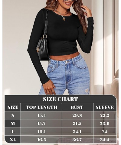 3 Pcs Women's Long Sleeve Crop Tops Slim Fitted Scoop Neck Workout Top Basic Causal Tee T Shirt for Women Black, White, Gray ...