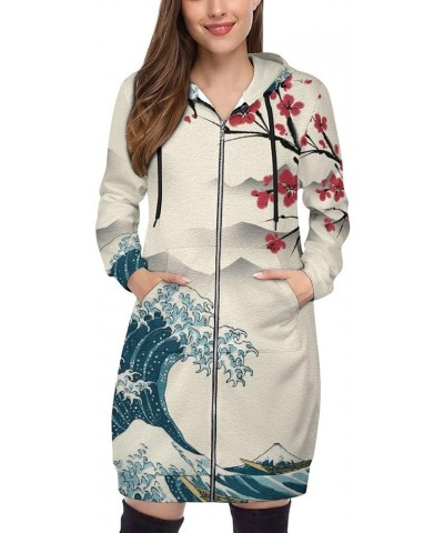 Zip Up Hoodie Women - Long Sleeve Fall Hoodeds Island And Lighthouses Sweatshirts Fall Jacket Coat with Pockets Japanese Art ...