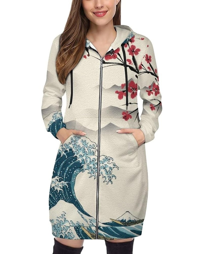 Zip Up Hoodie Women - Long Sleeve Fall Hoodeds Island And Lighthouses Sweatshirts Fall Jacket Coat with Pockets Japanese Art ...