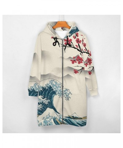 Zip Up Hoodie Women - Long Sleeve Fall Hoodeds Island And Lighthouses Sweatshirts Fall Jacket Coat with Pockets Japanese Art ...