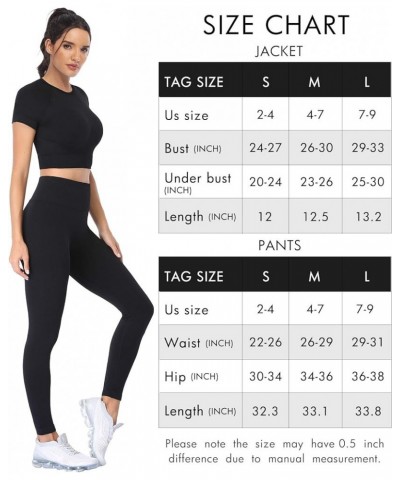 Workout Sets for Women Two Piece Outfits Seamless High Waist Leggings Yoga Crop Tops Athletic Sports Gym Sets A_black $17.84 ...