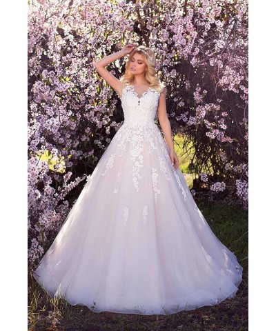 Women's Illusion Lace Beach Wedding Dresses for Bride with Sleeves 2024 Summer Bridal Gowns Cf009 Style19 Ivory $51.67 Dresses