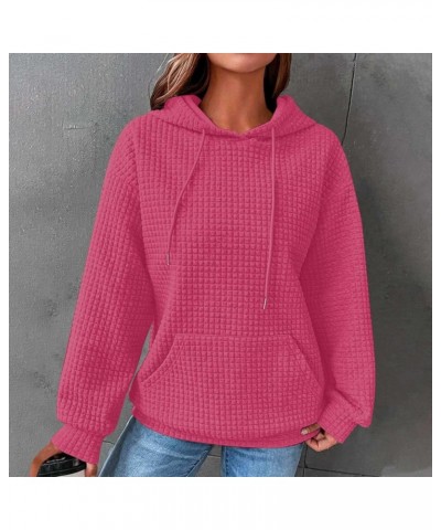 Womens Fall Fashion Hoodies 2023 Waffle-Knit Hooded Sweatshirt Oversized Cute Drawstring Pullover Sweater Hoodie Tops Prime D...