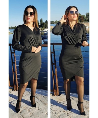 Women's Knit Skater Dress Casual Elastic Empire Waist Black Tunic Shift Flowy Smocked Dress for Women with Belt Black $14.00 ...