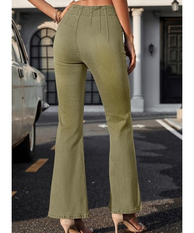 Womens High Waisted Flare Bell Bottom Jeans Bootcut Casual Denim Pants Green $21.92 Jeans